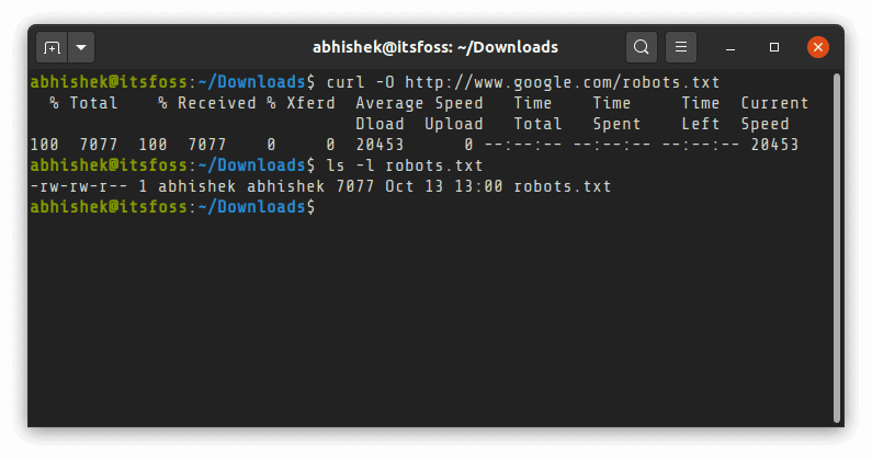 Download Files In Linux Using Curl